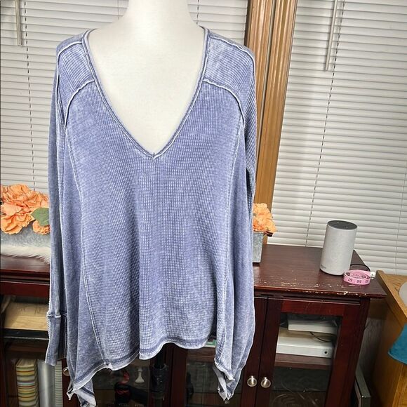 Free People Pacific Thermal Top Waffle Knit Long Sleeve Size Large NWT OB544679 - Picture 2 of 6